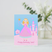 Märchenprinzessin in Pink-Birthaday-Party Postkarte (Stehend Vorderseite)