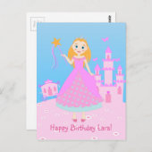 Märchenprinzessin in Pink-Birthaday-Party Postkarte (Vorne/Hinten)