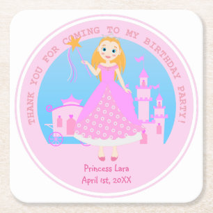 Märchenprinzessin in Pink-Birthaday-Party Rechteckiger Pappuntersetzer