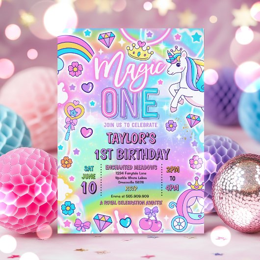 Märchenprinzessin Magic One 1. Geburtstagsfeier Einladung
