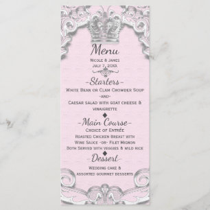 Märchenprinzessin Rosa Vintage Märchen Menü Menükarte