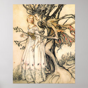 Märchenprinzessin und Baumelf-Poster Poster