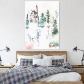 Märchenprinzessin und Einhorn am Burg Leinwanddruck (Insitu (Schlafzimmer))