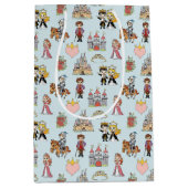 Märchenprinzessin und Rittermuster - Geschenktasch Mittlere Geschenktüte (Vorderseite)