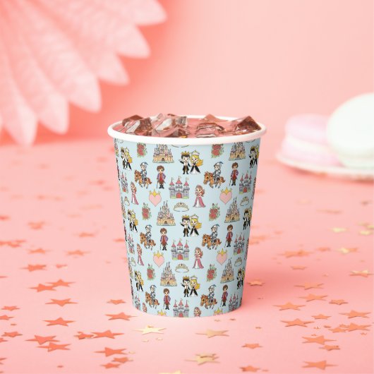 Märchenprinzessin und Rittermuster Papier-Cup Pappbecher (Insitu)