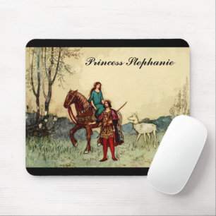 Märchenprinzessin und Weißhirsch Mousepad