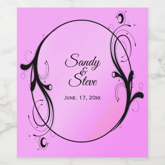 Märchenrosa Namen und Datum Weinetikett (Einzelnes Label)