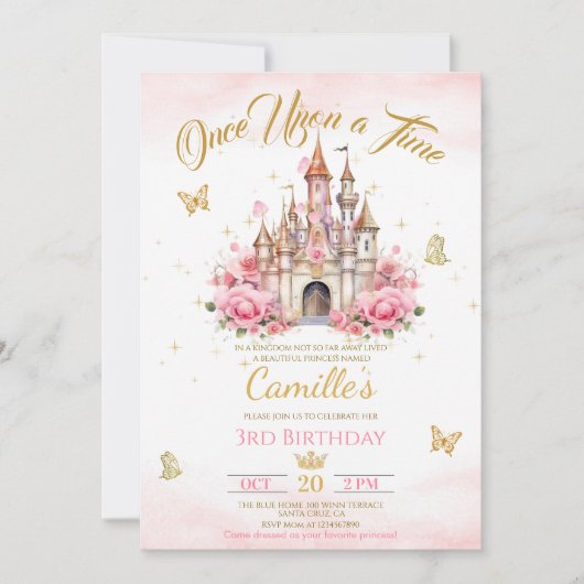 Märchenschloss Geburtstag  Einladung (Vorderseite)