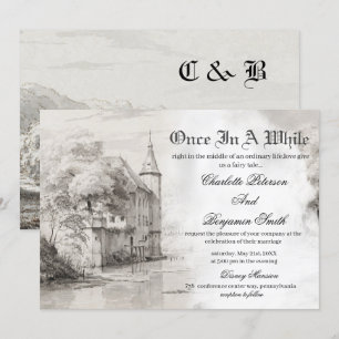 Märchenschloss Hochzeitseinladung im Vintage-Stil Einladung