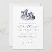 Märchenschloss-Illustrationsskript Hochzeit Einladung (Vorderseite)