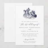 Märchenschloss-Illustrationsskript Hochzeit Einladung (Vorne/Hinten)