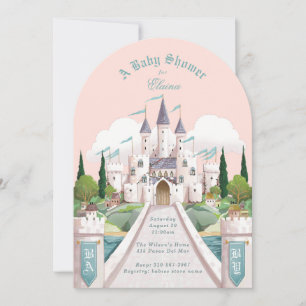 Märchenschloss Illustriert Pink Baby Shower Einladung