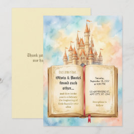 Märchenschloss Pastell-Hochzeitseinladung Einladung
