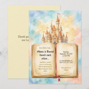Märchenschloss Pastell-Hochzeitseinladung Einladung