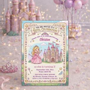 Märchenschloss Prinzessin 3. Geburtstagsfeier Einladung