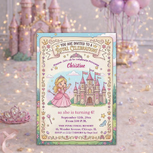 Märchenschloss Prinzessin 6. Geburtstagsfeier Einladung