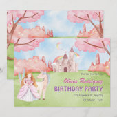 Märchenschloss-Prinzessin zum Geburtstag Einladung (Vorne/Hinten)