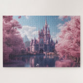 Märchenschloss-Puzzle mit rosa Kirschblüten Puzzle (Horizontal)