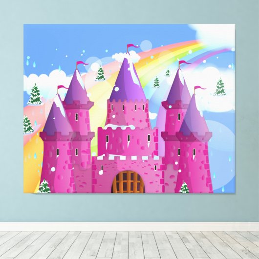 Märchenschloss Rainbow Leinwanddruck (Insitu (Holzboden))