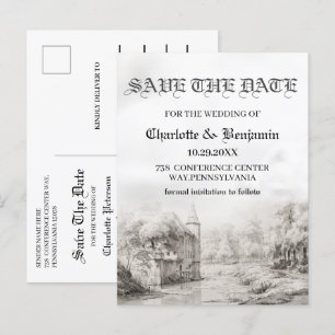 Märchenschloss Vintage-Hochzeit Save The Date Ankündigungspostkarte