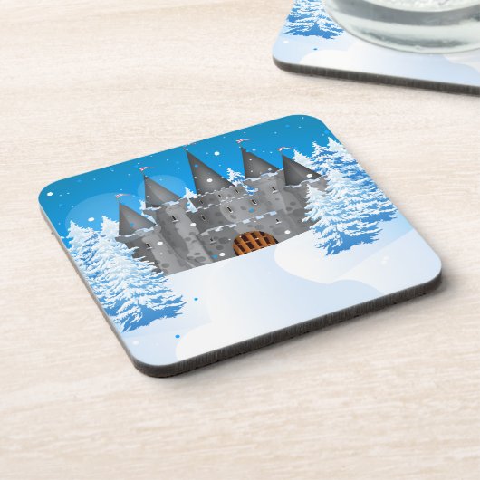 Märchenschloss Winter Getränkeuntersetzer (Linke Seite)