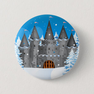 Märchenschloss Winter Schnee Button