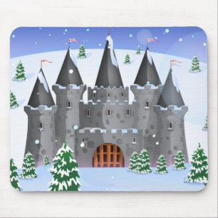 Märchenschloss Winter Schnee Mousepad