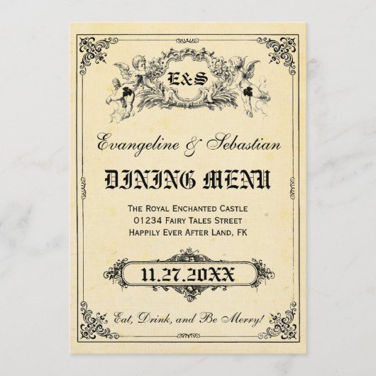 Märchenstorybook-Hochzeits-Menü-Karten Menükarte (Vorderseite)