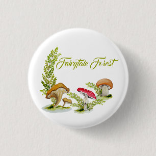 Märchenwald Aquarell Set der Pilztachse Button