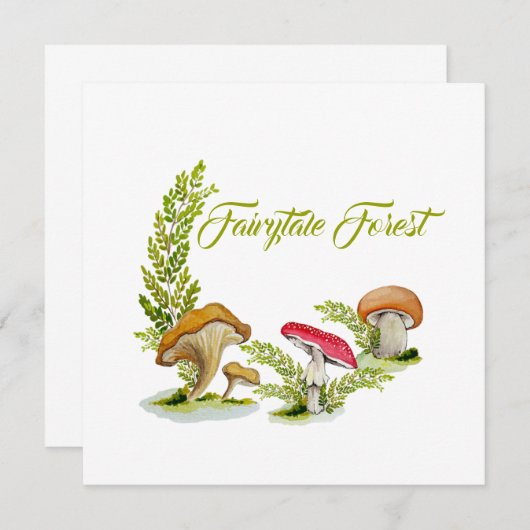 Märchenwald Aquarell Set von Pilzen (Vorne/Hinten)