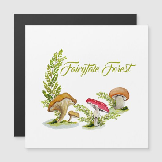 Märchenwald Aquarell Set von Pilzen Magnetkarte (Vorne/Hinten)