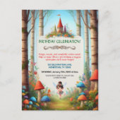 Märchenwald-Geburtstags-Einladung Postkarte (Vorderseite)