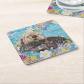 Märchenwald im Fluss der Blume Rechteckiger Pappuntersetzer (angewinkelt)