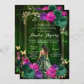 Märchenwald Lilac Green Quinceñera Einladung (Vorne/Hinten)
