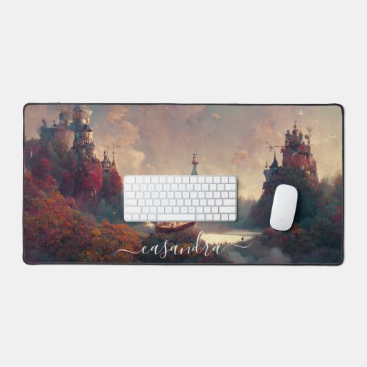 Märchenwald, Märchenschloss, Segelschiff Schreibtischunterlage (Tastatur & Maus)