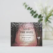 Märchenwald - Save the Date rosa Ankündigungspostkarte (Stehend Vorderseite)