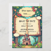 Märchenwald-Wald-Schloss-Feengeschichte-Hochzeit Save The Date (Vorderseite)