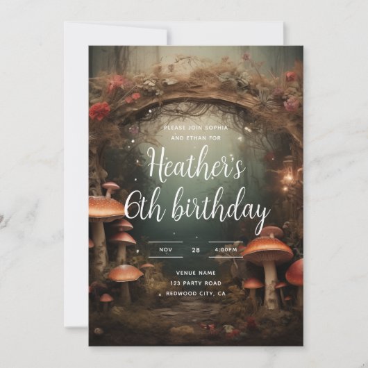 Märchenwald zum Geburtstag Einladung (Vorderseite)