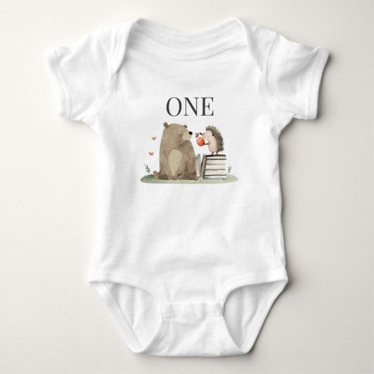 Märchenwaldtiere 1. Geburtstag Baby Strampler (Vorderseite)