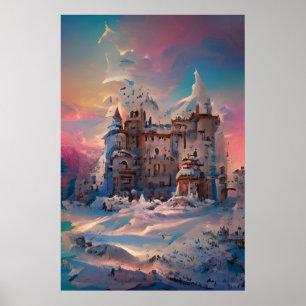 Märchenwelt, Winter Schloss, Schneeschloss, Xmas Poster