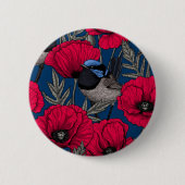 Märchenwren und Mohn Button (Vorderseite)