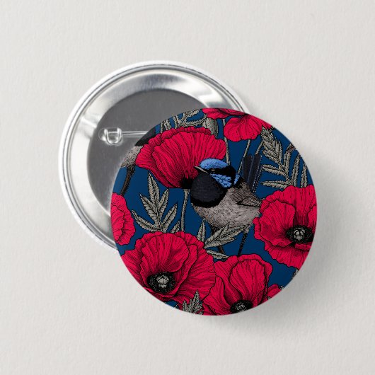Märchenwren und Mohn Button (Vorne & Hinten)