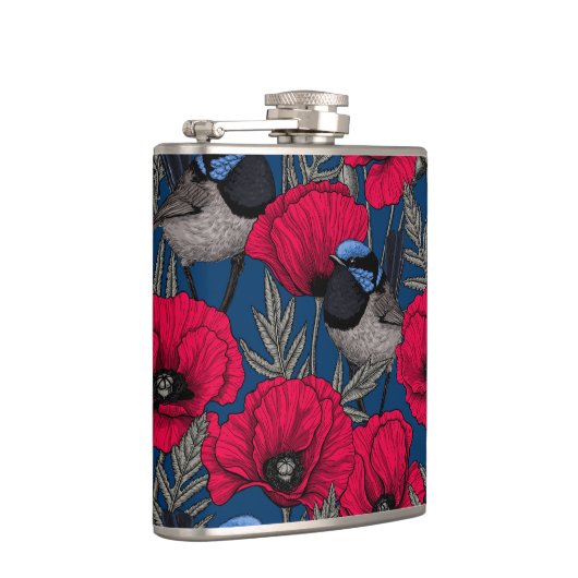 Märchenwren und Mohn Flachmann (Rechts)