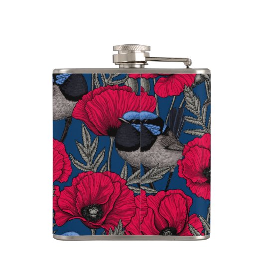 Märchenwren und Mohn Flachmann (Rückseite)