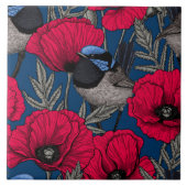 Märchenwren und Mohn Fliese (Vorderseite)