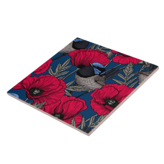 Märchenwren und Mohn Fliese (Seite)