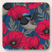 Märchenwren und Mohn Getränkeuntersetzer (Vorderseite)