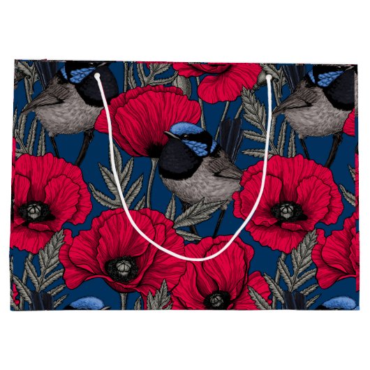 Märchenwren und Mohn Große Geschenktüte (Rückseite)