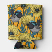 Märchenwren und Mohn in Gelb Dosenkühler (Rückseite)