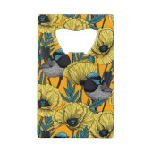 Märchenwren und Mohn in Gelb Geldbeutel Flaschenöffner (Vorderseite)